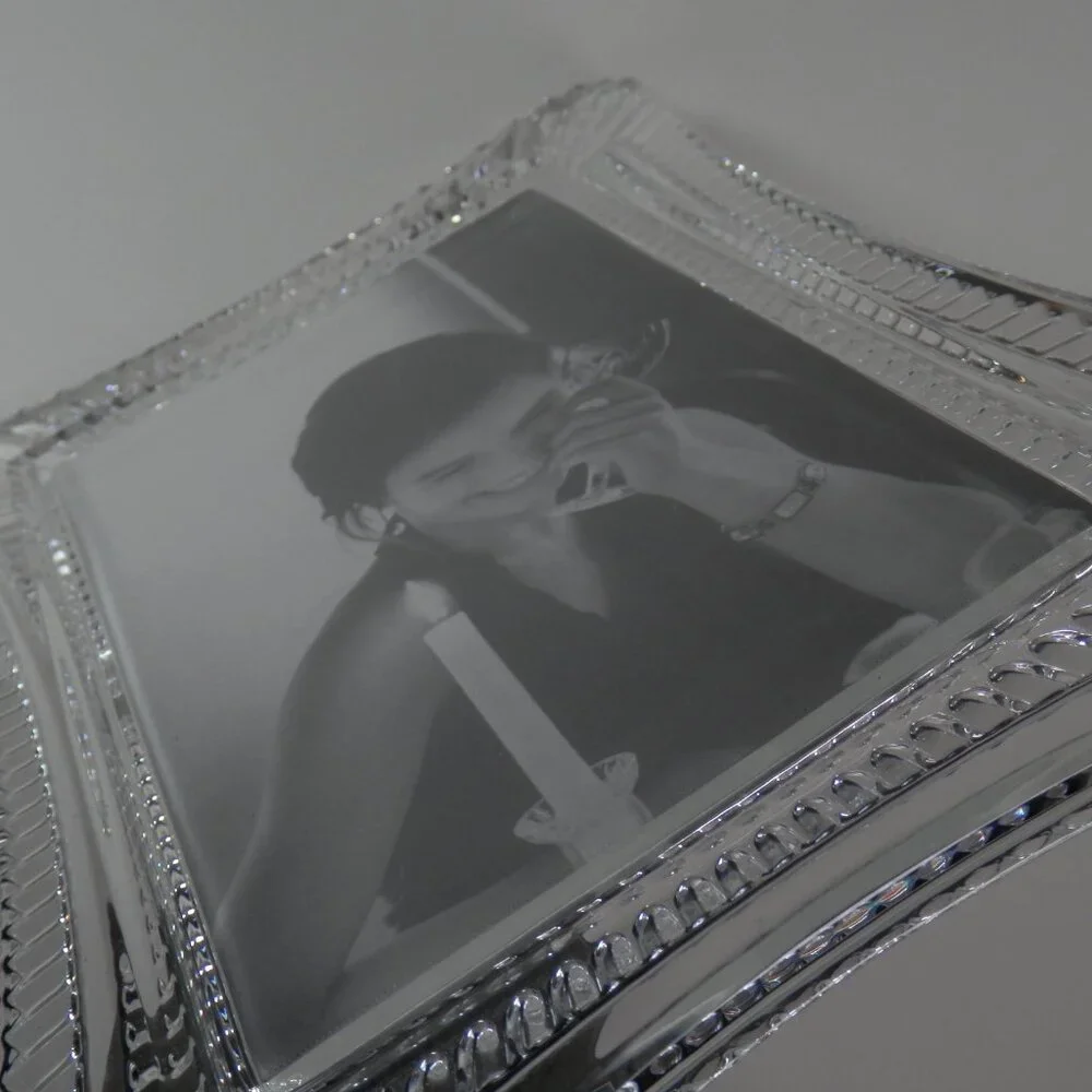 Waterford Wellesley Crystal Glass Picture Frame Table Top for 4x6 Photo